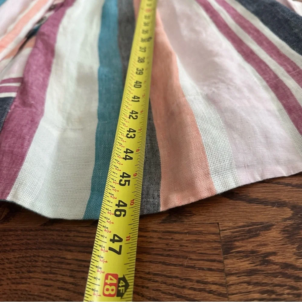 J. Crew LINEN Stripped Light Textured Spaghetti Strap, Button down Midi Size 10 - Picture 12 of 15